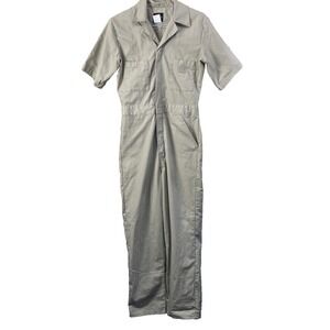 Dickies Short Sleeve Coveralls Mens Sz S Khaki Tan Mechanic Work Uniform Utility